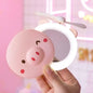Cute Pig LED Mirror + USB Pocket Fan – Fill Light Makeup Mirror for Travel & Daily Touch‑Ups