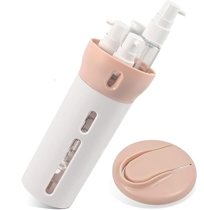 4‑in‑1 Travel Dispenser Bottle – Refillable Toiletry Container for Shampoo, Lotion, Gel & Wash