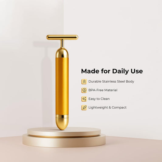 Electric Facial Massager (Gold‑Style) – Daily Massage Roller Tool for a Relaxed, Fresh‑Looking Glow