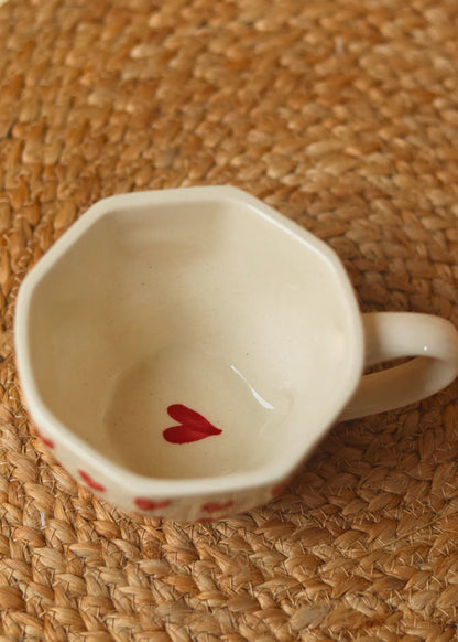 Handcrafted Ceramic Heart Mug + ‘All Heart’ Dessert Plate Set – Cute Gift for Couples & Coffee Lovers