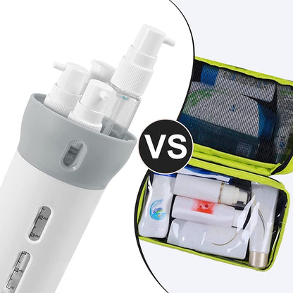 4‑in‑1 Travel Dispenser Bottle – Refillable Toiletry Container for Shampoo, Lotion, Gel & Wash