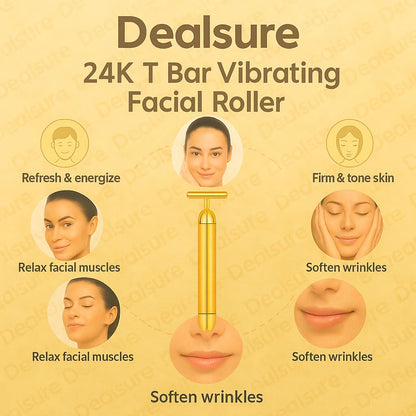 Electric Facial Massager (Gold‑Style) – Daily Massage Roller Tool for a Relaxed, Fresh‑Looking Glow
