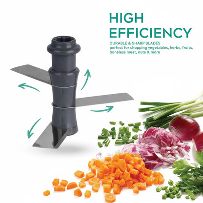800ml Handheld Food Chopper (3 Stainless Steel Blades) – Quick Veg, Onion & Nuts Prep Tool