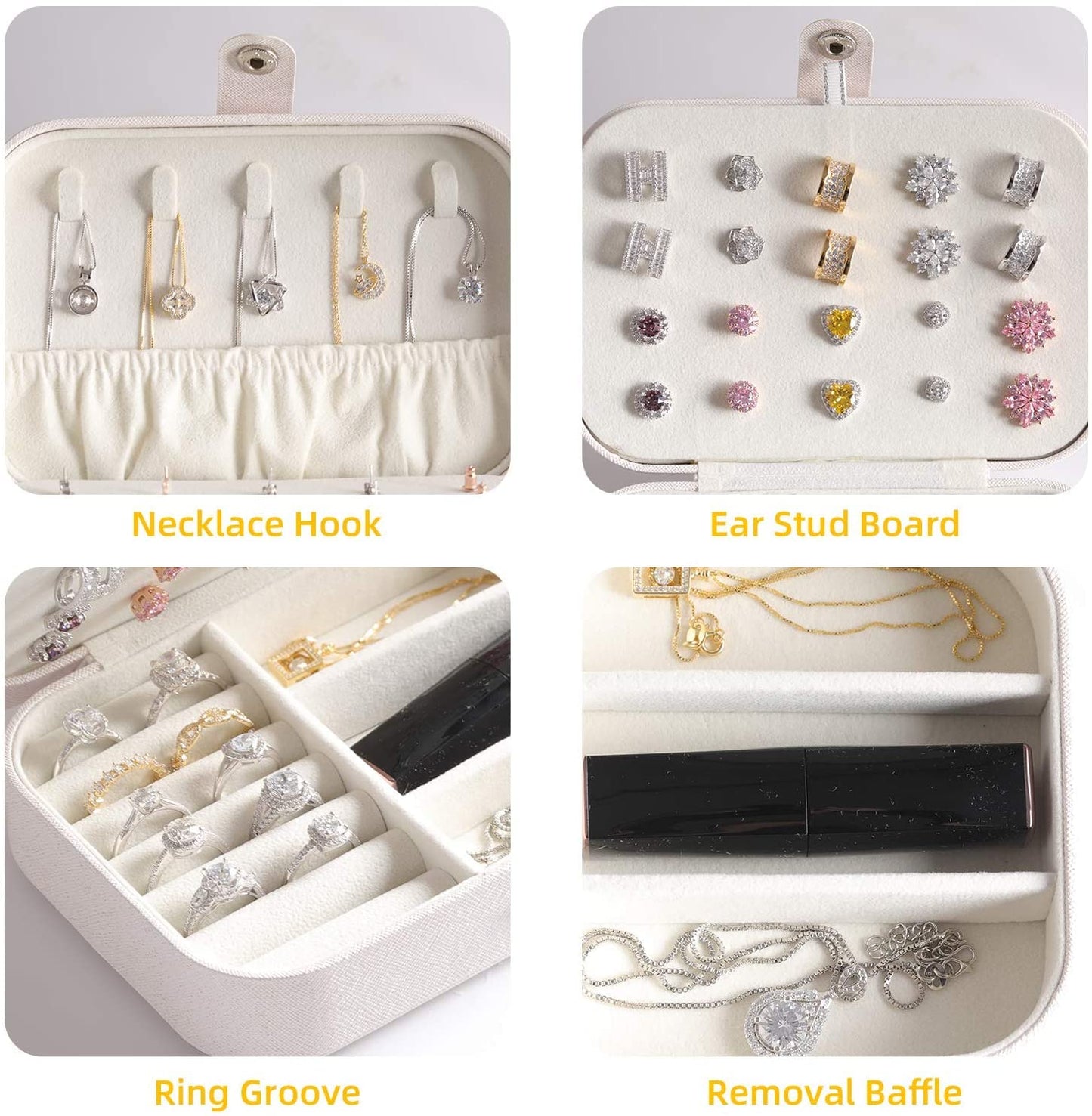 PU Leather Jewellery Organizer Box (Pink) – Compact Travel Case for Rings, Earrings & Necklaces