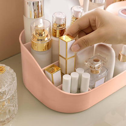 Makeup Organizer Stand with Drawer (Pink) – Vanity & Desk Cosmetic Storage for Daily Essentials